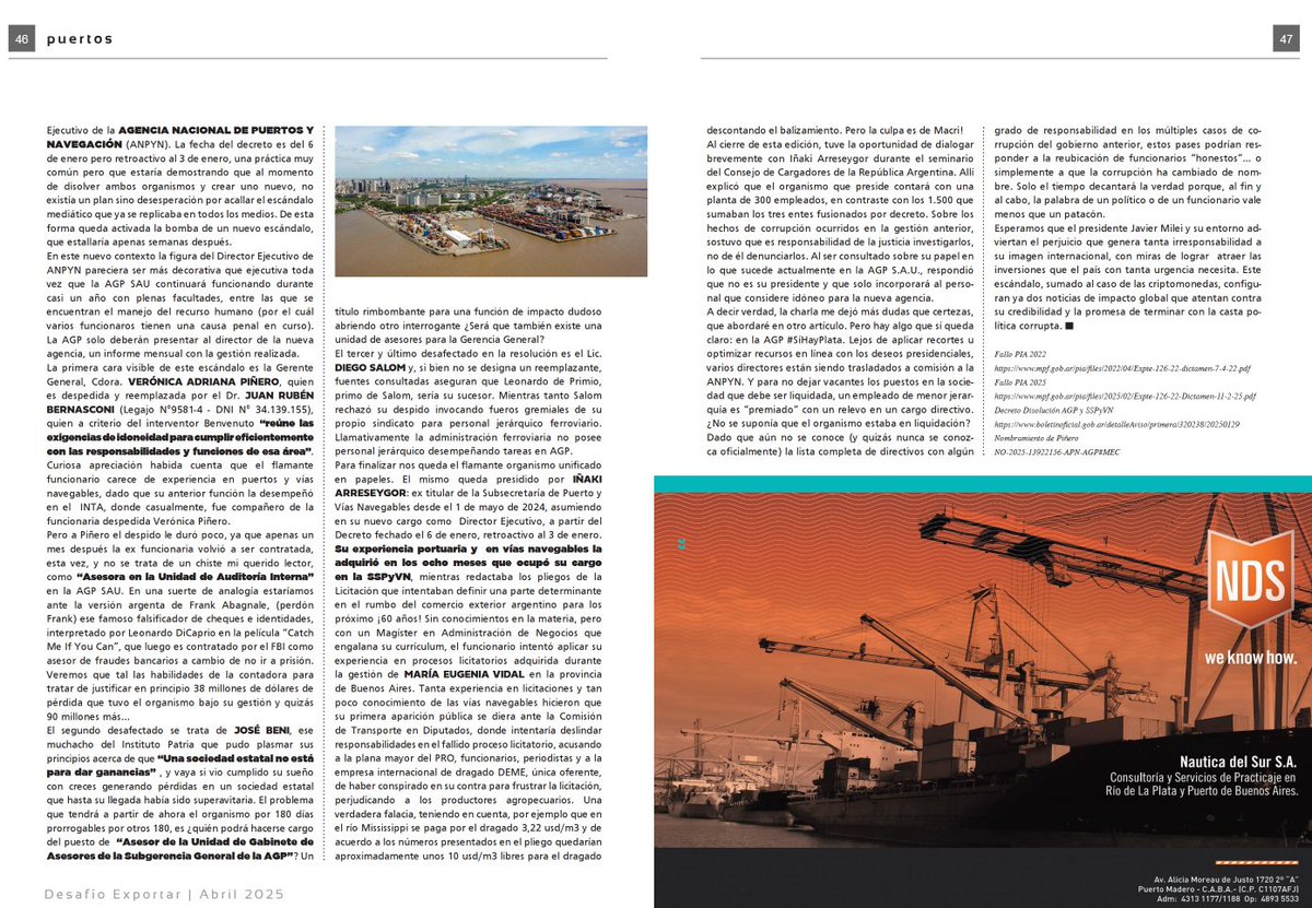 Puertos en Alerta (@puertos_en) on Twitter photo "GATOPARDISMO EN LA AGP"
Nota de Paola Batista en <a href="/DESAFIOexportar/">DESAFIO exportar</a>
La CORRUPCIÓN avanza con <a href="/JMilei/">Javier Milei</a>...
issuu.com/desafioexporta… "GATOPARDISMO EN LA AGP"
Nota de Paola Batista en <a href="/DESAFIOexportar/">DESAFIO exportar</a>
La CORRUPCIÓN avanza con <a href="/JMilei/">Javier Milei</a>...
issuu.com/desafioexporta…