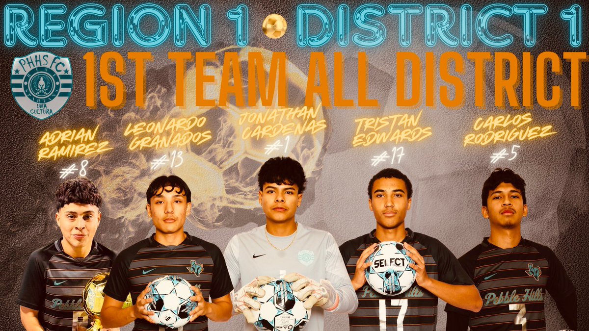 Pebble Hills HS Boys Futbol (@phhs_boysfutbol) on Twitter photo Congratulations to our All-District 1st Team Members!!
Adrian Ramirez So.
Leonardo Granados Sr.
Jonathan Cardenas Sr.
Tristan Edwards Sr.
Carlos Rodriguez Sr.
<a href="/CLopez_PHHS/">Carlos Lopez Martinez</a> <a href="/MGarcia_PHHS/">Mario Garcia</a> <a href="/Odiaz_MPMS/">Coach Diaz</a> <a href="/PHills_HS/">Pebble Hills High School</a> Congratulations to our All-District 1st Team Members!!
Adrian Ramirez So.
Leonardo Granados Sr.
Jonathan Cardenas Sr.
Tristan Edwards Sr.
Carlos Rodriguez Sr.
<a href="/CLopez_PHHS/">Carlos Lopez Martinez</a> <a href="/MGarcia_PHHS/">Mario Garcia</a> <a href="/Odiaz_MPMS/">Coach Diaz</a> <a href="/PHills_HS/">Pebble Hills High School</a>