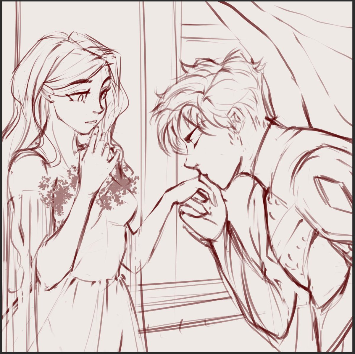 PinkyKeiArtist's tweet photo. and another one 👉🏻👈🏻
a rough sketch of Elriel 😮‍💨💕💕💕 

#acotar #acotarfanart #elriel #azriel #elain #bookart #booklovers https://t.co/c1rPb8i1F0