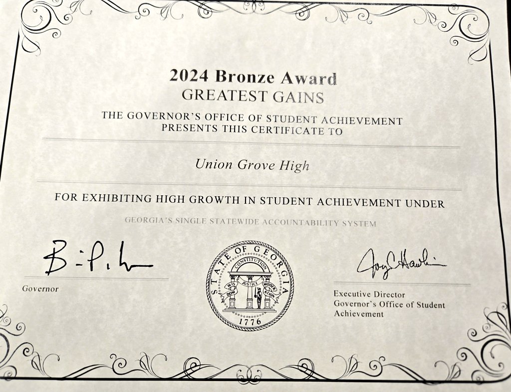 Thank you Governor Kemp for the recognition. Hard work pays off! <a href="/UGHS_Wolverines/">Union Grove H.S.</a>