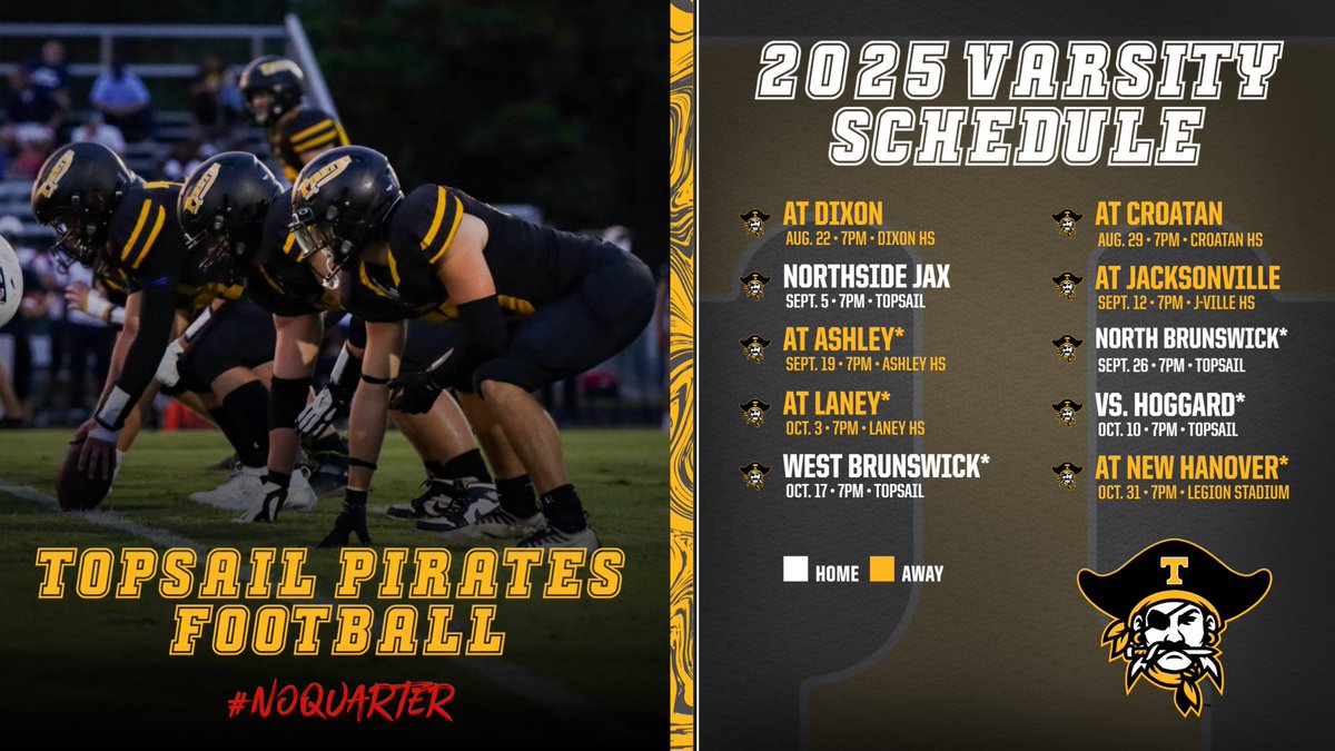 Our 2025 Schedule is now complete. Let’s go Pirates! #NoQuarter 🏴‍☠️