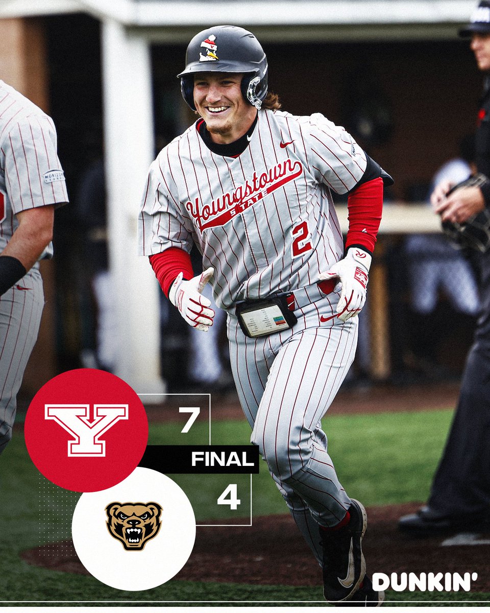 YSU Baseball ๐ง (@ysubaseball) on Twitter photo ๐ท๐ฌ๐ต๐ฎ๐ผ๐ฐ๐ต๐บ ๐พ๐ฐ๐ต โผ๏ธ๐งโพ๏ธ
Game 2 Final | YSU 7, OAK 4
Eli Brown hit a grand slam while Kyle Fossum went yard twice and Tommy Rover belted his second homer of the day! JJ Tylicki tossed five strong innings to earn the win while Sloan Ulrich earned his second save!
#GoGuins ๐ท๐ฌ๐ต๐ฎ๐ผ๐ฐ๐ต๐บ ๐พ๐ฐ๐ต โผ๏ธ๐งโพ๏ธ
Game 2 Final | YSU 7, OAK 4
Eli Brown hit a grand slam while Kyle Fossum went yard twice and Tommy Rover belted his second homer of the day! JJ Tylicki tossed five strong innings to earn the win while Sloan Ulrich earned his second save!
#GoGuins