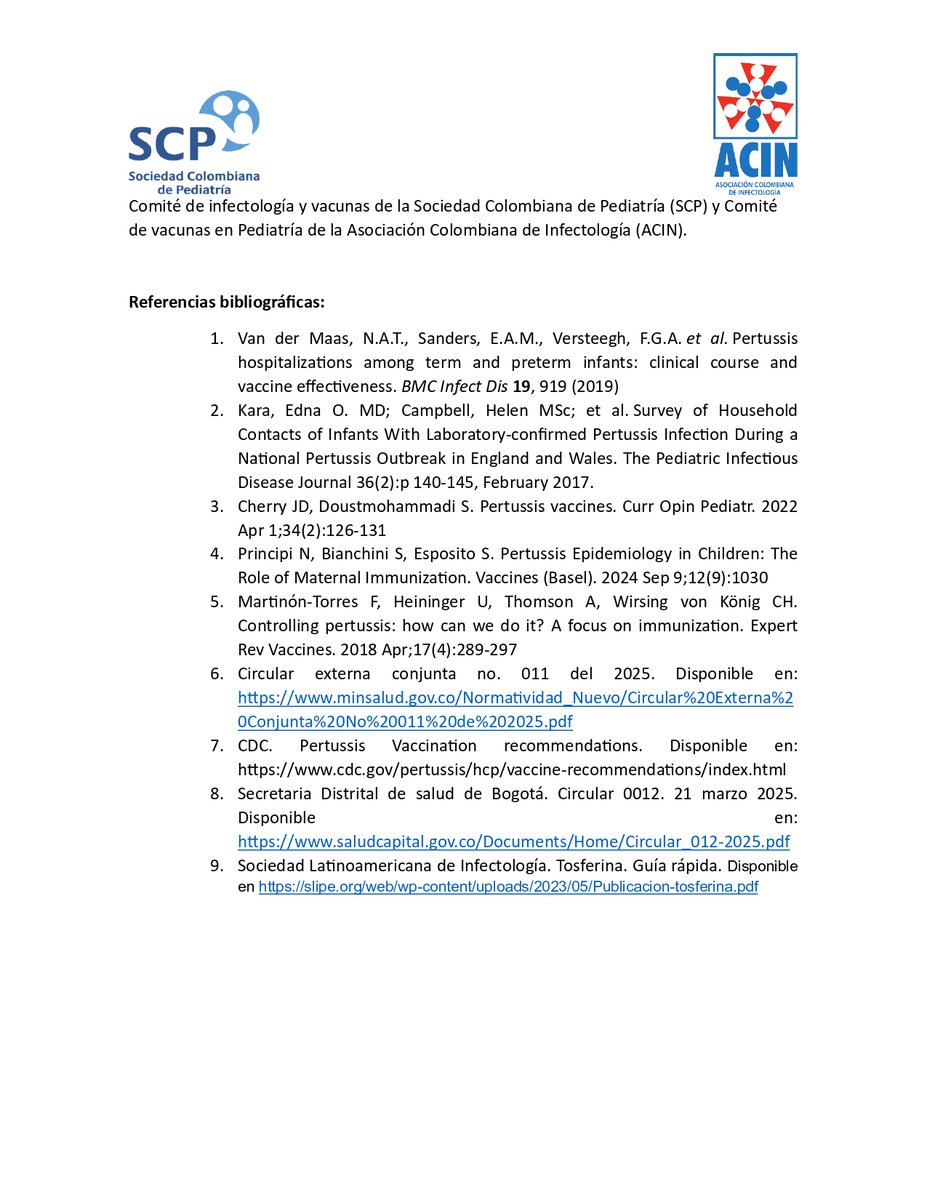📢 ¿Por qué persisten los brotes de #Tosferina a pesar de la vacunación?
La <a href="/SCPNacional/">SocPediatria</a>  y la Asociación Colombiana de Infectología ACIN presentan recomendaciones clave para el manejo efectivo de brotes. <a href="/camachomgerman/">German Camacho Moreno</a> <a href="/Clabelmdped/">Clau Beltrán</a>
