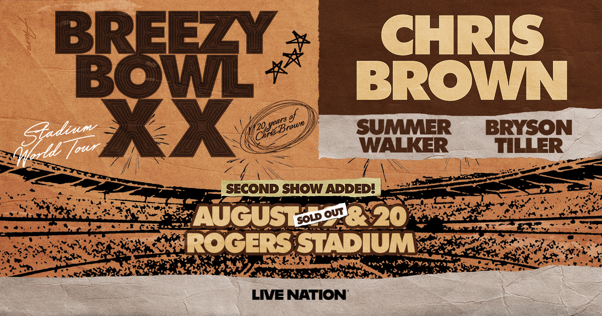 RogersStadium (@rogers_stadium) on Twitter photo We’re feeling all that #BREEZY love 🔥 Due to phenomenal demand, a SECOND show has been added on August 20 for <a href="/chrisbrown/">Chris Brown</a>’s BREEZY BOWL XX with <a href="/IAMSUMMERWALKER/">SUMMER WALKER</a> and <a href="/brysontiller/">tiller</a>! Sign up for Artist Presale Access at chrisbrownworld.com thru April 7 @ 10pm. We’re feeling all that #BREEZY love 🔥 Due to phenomenal demand, a SECOND show has been added on August 20 for <a href="/chrisbrown/">Chris Brown</a>’s BREEZY BOWL XX with <a href="/IAMSUMMERWALKER/">SUMMER WALKER</a> and <a href="/brysontiller/">tiller</a>! Sign up for Artist Presale Access at chrisbrownworld.com thru April 7 @ 10pm.