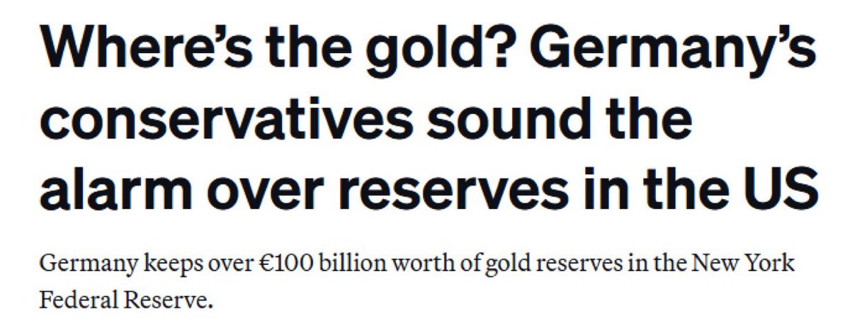 SwanDesk's tweet photo. JUST IN: Germany is weighing a move to withdraw $124 billion in gold from U.S. reserves following President Trump’s retaliatory tariffs. https://t.co/S8mw3dWKNN