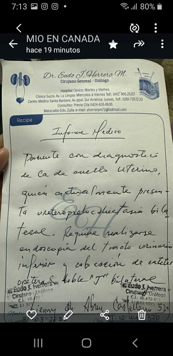 sandrabar7's tweet photo. .@dcabellor Mi Capitán, mi sobrina en el Zulia tiene un tumor en la vejiga, de un carcinoma en el útero y requiere con urgencia unos catéters y de verdad no tienen recursos para cubrirlos. Existe la posibilidad de Ud. ayudarla? No sabe cuánto se lo agradecería! 04121740909 https://t.co/HcPkkXSNRp