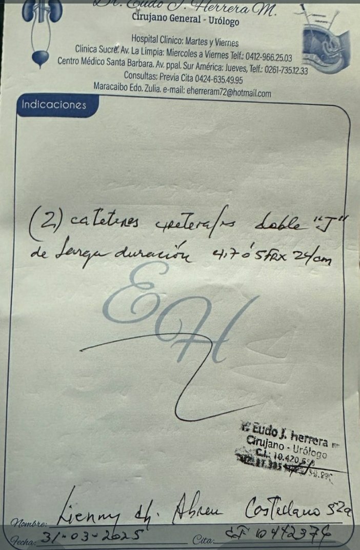 sandrabar7's tweet photo. .@dcabellor Mi Capitán, mi sobrina en el Zulia tiene un tumor en la vejiga, de un carcinoma en el útero y requiere con urgencia unos catéters y de verdad no tienen recursos para cubrirlos. Existe la posibilidad de Ud. ayudarla? No sabe cuánto se lo agradecería! 04121740909 https://t.co/HcPkkXSNRp