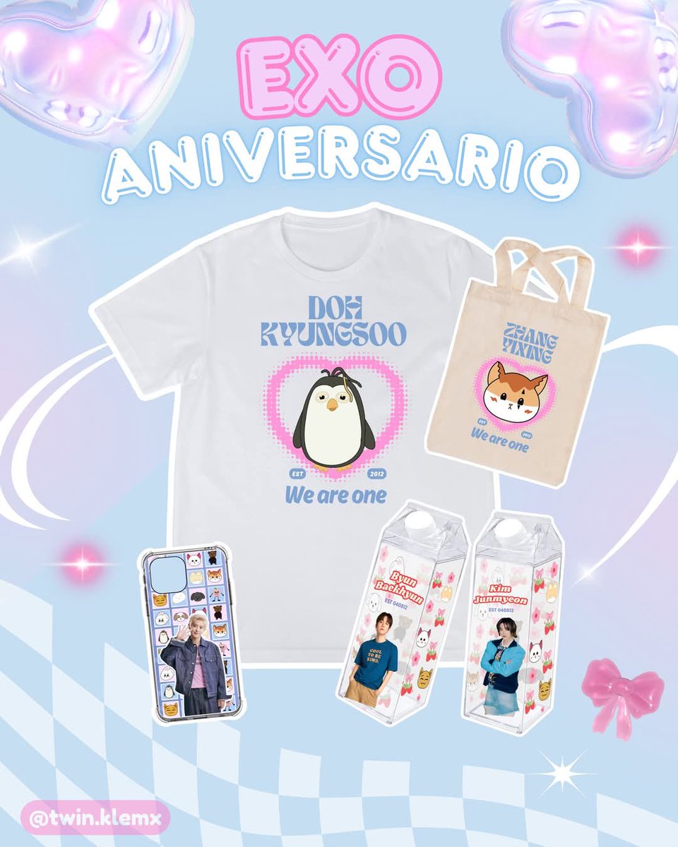 Twin_Klemx's tweet photo. 🩷🎖️ꜰᴀɴɢᴏᴏᴅꜱ ᴇxᴏ ᴀɴɪᴠᴇʀꜱᴀʀɪᴏ🎖️🩷

EXO-L, en unos días es el 13° aniversario de #EXO por lo que les traemos está pequeña colección insiprada en la creatividad y mascotas de los integrantes. 💕

Info: https://t.co/4lONVimLru

#exol #weareone #exomerchandise #kpop https://t.co/J02UPH86ts