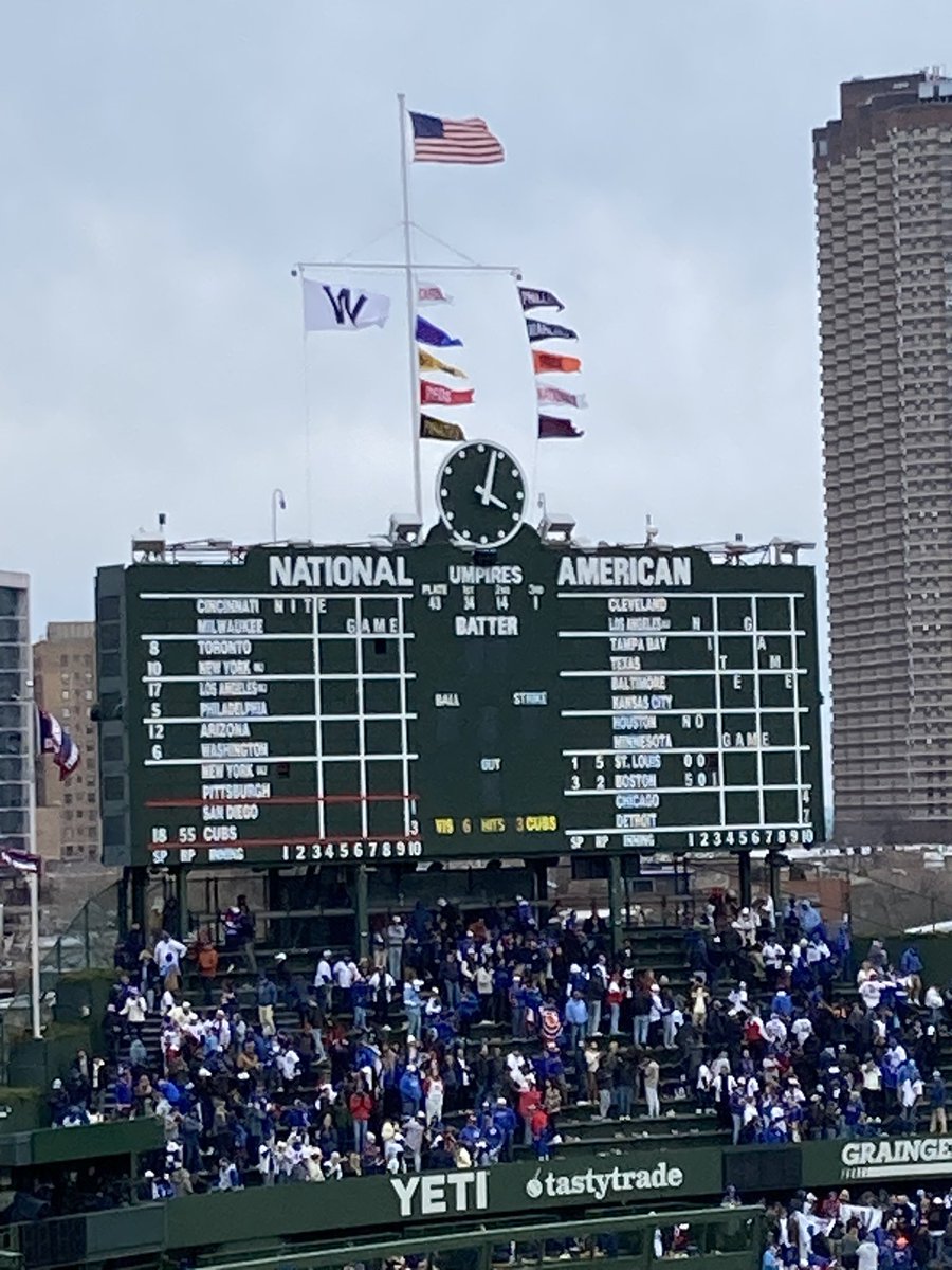 Bob Floth (@bobfloth_fps) on Twitter photo Opening Day at Wrigley Field for <a href="/Cubs/">Chicago Cubs</a> vs <a href="/Padres/">San Diego Padres</a> with Steph. Held the 🇺🇸 on the field during the National Anthem, dressed for the cold, watched Shota dominate and won 3-1. See you tomorrow! #BeHereForIt Opening Day at Wrigley Field for <a href="/Cubs/">Chicago Cubs</a> vs <a href="/Padres/">San Diego Padres</a> with Steph. Held the 🇺🇸 on the field during the National Anthem, dressed for the cold, watched Shota dominate and won 3-1. See you tomorrow! #BeHereForIt