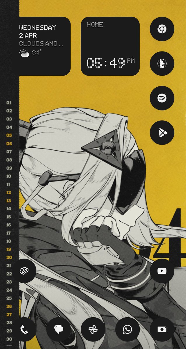 Absolutely in love with how well Trigger's calendar wallpaper goes with my icon pack ✨