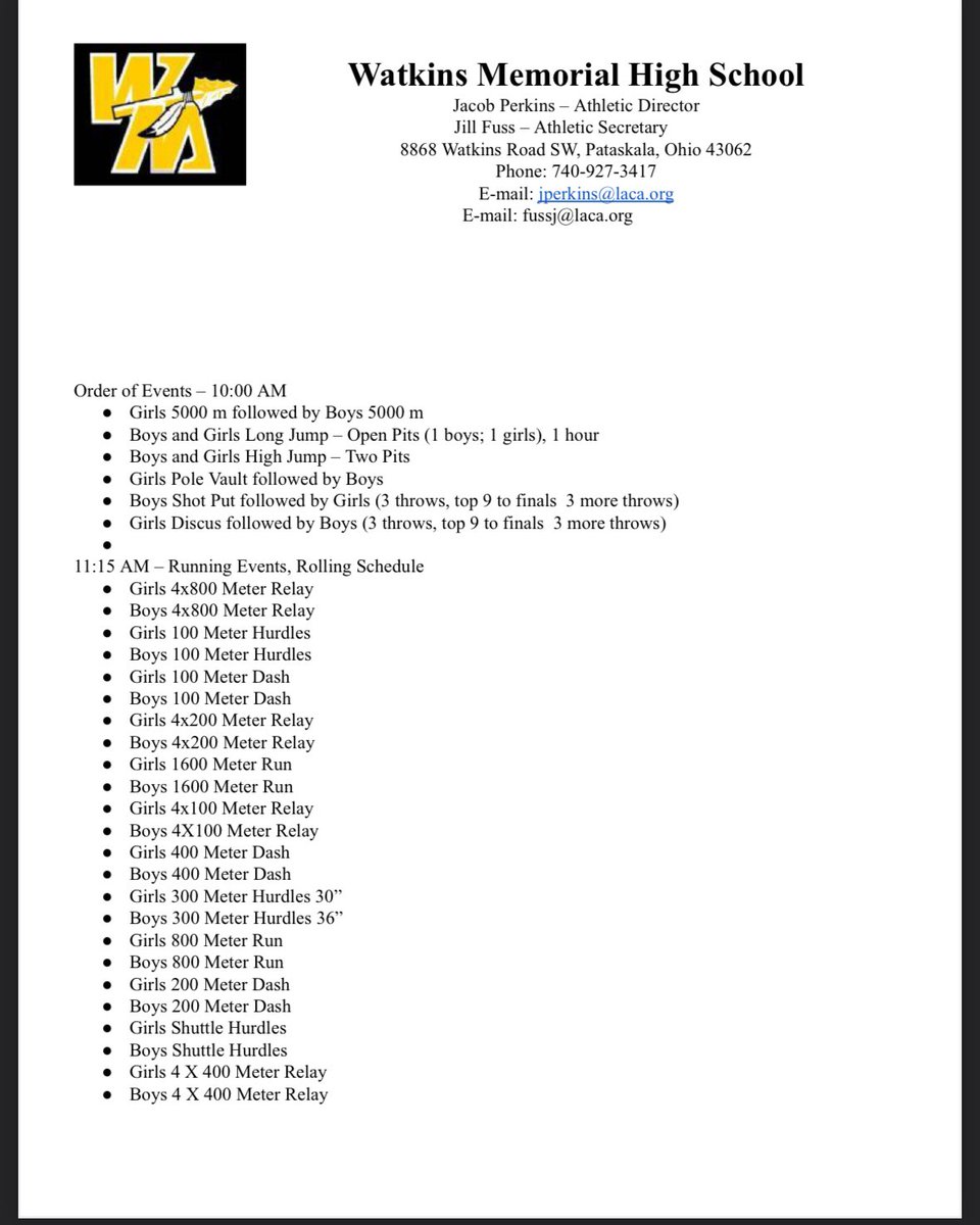 Tomorrow  (4/5) the New Albany High School Track and Field Team will be at Watkins Memorial-Icebreaker Invitational!
(8868 Watkins road SW Pataskala OH)

Tickets: swl.hometownticketing.com/embed/all
Live results: results.timingfirst.com/meets/47721

"True athletes compete with unwavering determination,