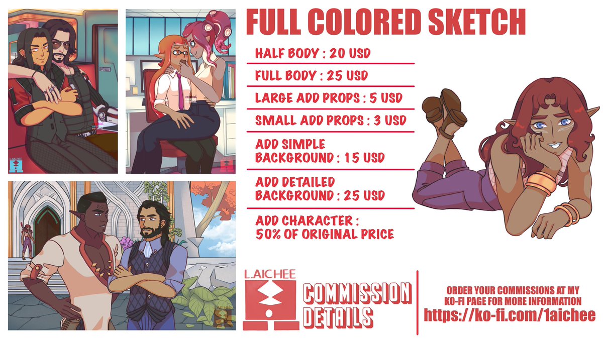eechiaL's tweet image. ✨OPEN FOR COMMISSIONS!✨
Hi! I’m just updating my commission details.
Have a look at my Ko-Fi page for more info, and feel free to DM me if you’re interested!
You can also find more details in the comments below!
ko-fi.com/1aichee/commis…