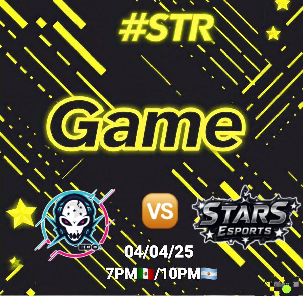 Star Esports (@starsesports_cr) on Twitter photo PARTIDO DE HOY
🏆 <a href="/CupLeonesLE/">Leones Cup</a>
🆚 <a href="/ARMAGEDONHN_CR/">ARMAGEDON🇭🇳</a>
📅04/04/25 Por definir.
⏰ 7PM 🇲🇽/ 10PM 🇦🇷
#GoStar🙌⭐ PARTIDO DE HOY
🏆 <a href="/CupLeonesLE/">Leones Cup</a>
🆚 <a href="/ARMAGEDONHN_CR/">ARMAGEDON🇭🇳</a>
📅04/04/25 Por definir.
⏰ 7PM 🇲🇽/ 10PM 🇦🇷
#GoStar🙌⭐