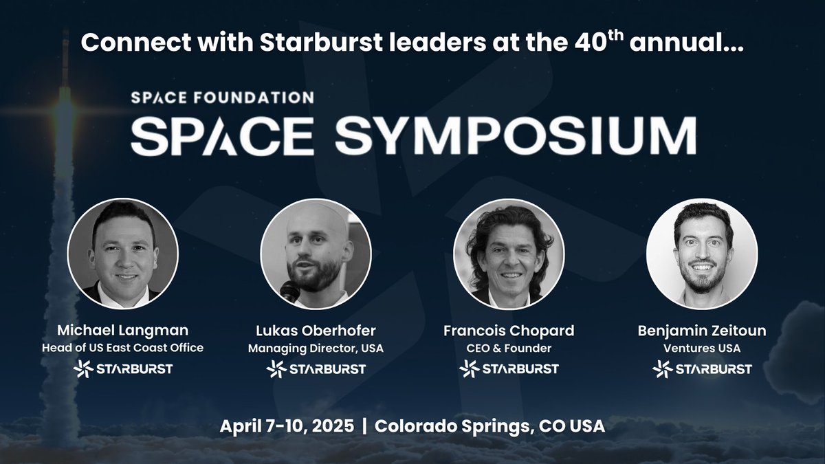 Starburst (@starburstaero) on Twitter photo Attending this year's Space Symposium, hosted by <a href="/SpaceFoundation/">Space Foundation</a>?
If you're a #prime or corporate looking for opportunities to collaborate or a #startup seeking support and acceleration to scale...
Reach out to us to schedule a time to connect onsite: bit.ly/40pW3rN Attending this year's Space Symposium, hosted by <a href="/SpaceFoundation/">Space Foundation</a>?
If you're a #prime or corporate looking for opportunities to collaborate or a #startup seeking support and acceleration to scale...
Reach out to us to schedule a time to connect onsite: bit.ly/40pW3rN