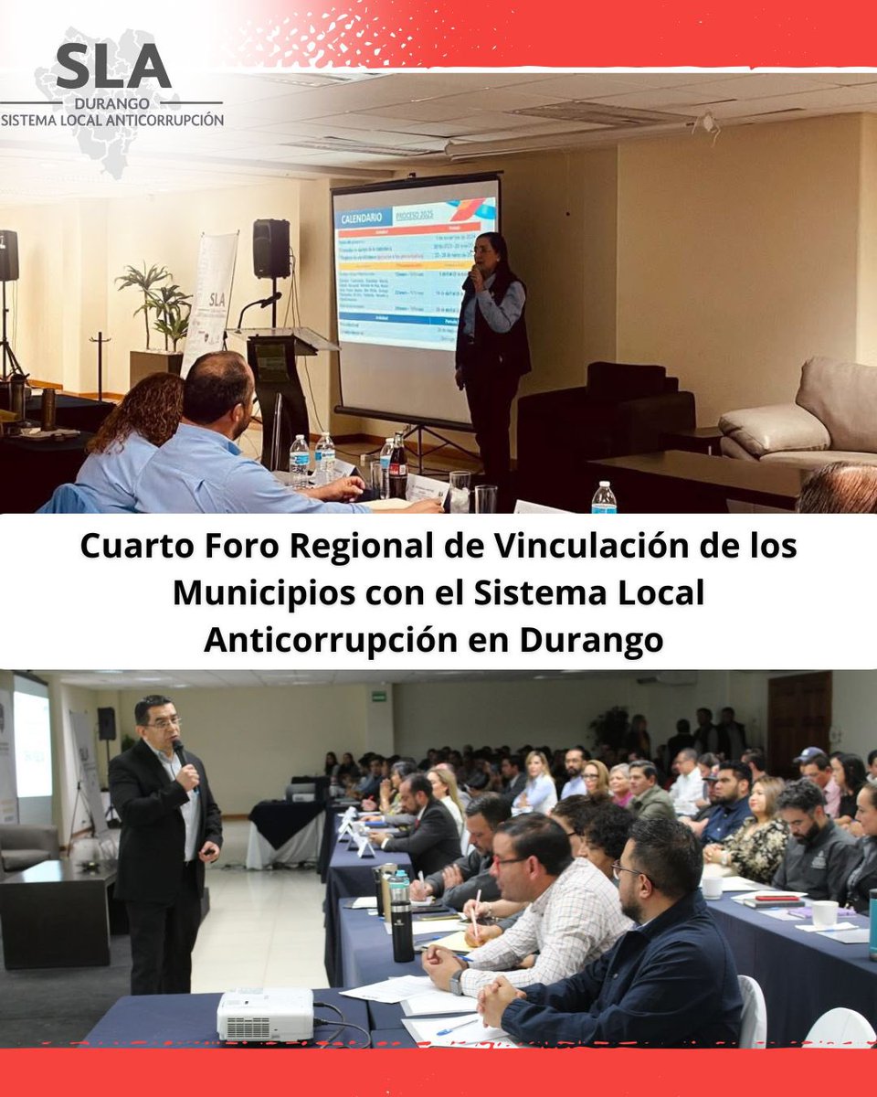 Foro Regional: Vinculación de los Municipios en el Sistema Local Anticorrupción.Ayer se dieron por concluidos los trabajos del Foro Regional en su cuarta sede, Durango. Contando con la presencia de servidores públicos, representando a los municipios.