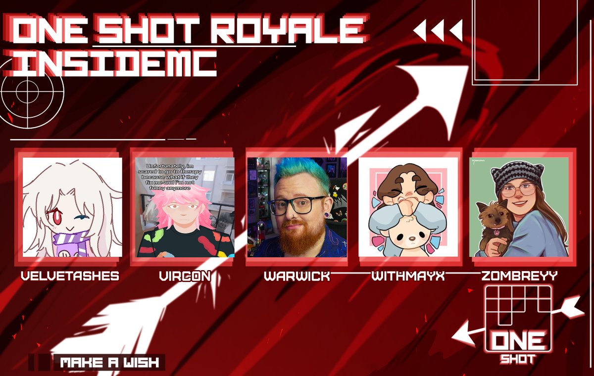 InsideMC (@insidemcstudios) on Twitter photo Announcing the 10th batch of players for the InsideMC x One Shot event for Make A Wish!
<a href="/VelvetAshes/">Velvet ๐ณ๏ธโโง๏ธ</a> <a href="/ImVircon/">Vera! ๐ฌ๐</a> <a href="/warwickisonline/">warwick ๐ธ</a> <a href="/WithMayX/">WithMayX</a> <a href="/zombreyy/">zombrey</a>
Watch them brawl and raise money on April 20th at 6pm BST / 1pm EDT! Announcing the 10th batch of players for the InsideMC x One Shot event for Make A Wish!
<a href="/VelvetAshes/">Velvet ๐ณ๏ธโโง๏ธ</a> <a href="/ImVircon/">Vera! ๐ฌ๐</a> <a href="/warwickisonline/">warwick ๐ธ</a> <a href="/WithMayX/">WithMayX</a> <a href="/zombreyy/">zombrey</a>
Watch them brawl and raise money on April 20th at 6pm BST / 1pm EDT!
