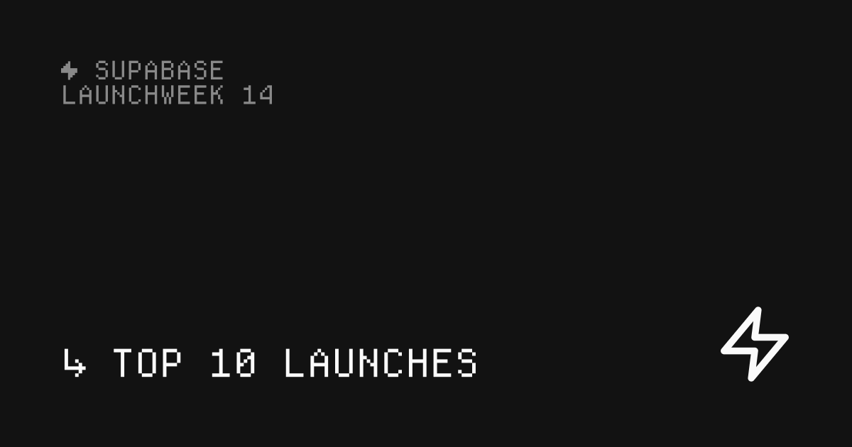 Check out our top 10 launches from this week ⚡️

Which one was your favorite? 

supabase.com/blog/launch-we…