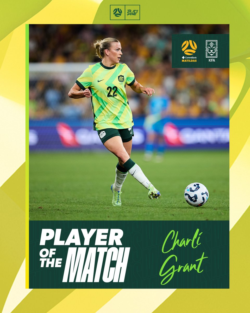 CommBank Matildas (@thematildas) on Twitter photo Solid in defence 👊
Charli Grant is your Player of the Match from #AUSvKOR at <a href="/AllianzStadium/">Allianz Stadium</a> last night!
#Matildas Solid in defence 👊
Charli Grant is your Player of the Match from #AUSvKOR at <a href="/AllianzStadium/">Allianz Stadium</a> last night!
#Matildas