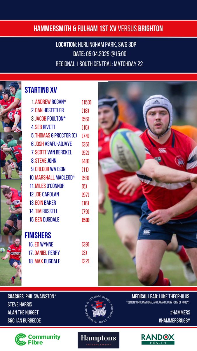 It's the last men's games of the 24/25 season, and what a year its been. We'll still be chasing those W's, especially with the 1's and 3s hosting <a href="/BrightonBlues/">Brighton Rugby Club</a>  and <a href="/IronsidesRugAll/">Ironsides Rugby</a>  at home on Old Hams Day, and the 2's travelling away to <a href="/DorkingRugby/">Dorking Rugby</a>! Bar, BBQ and great Rugby!