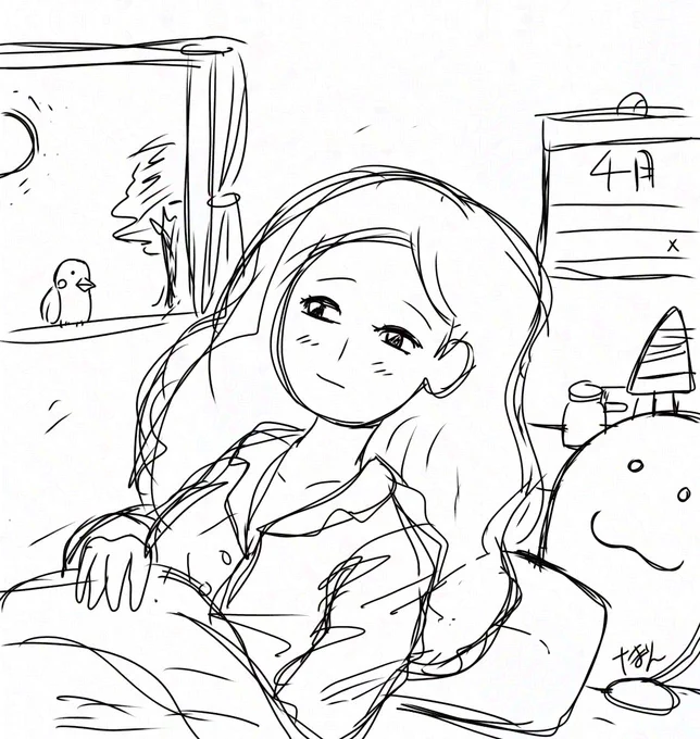 朝落書き「おはよう、世界」 