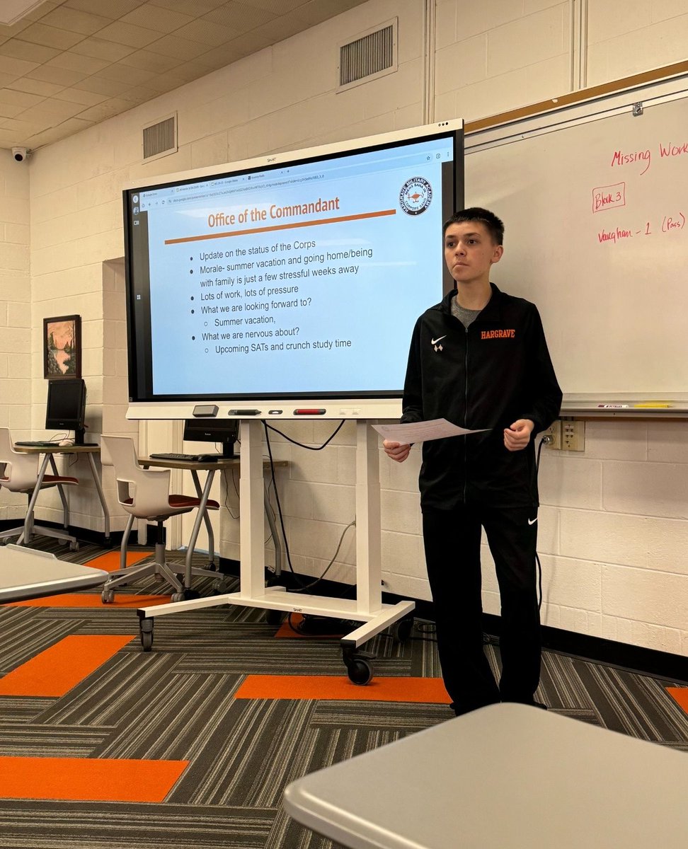 HargraveTigers's tweet image. Cadet Silva took command—literally. Acting as Commandant for the Day, he presented with confidence during today’s All Hands meeting. Leadership in action at Hargrave.
#FutureLeaders #CadetCommand #Hargrave