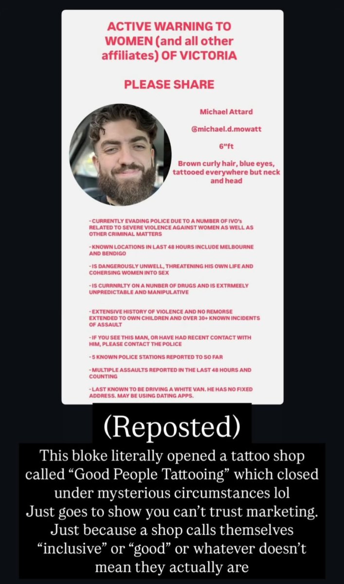 dreadconquest's tweet photo. reposting from instagram, melbourne people watch out- particularly sex workers https://t.co/Mx8c1CiCGs