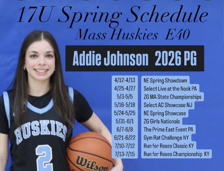 addiej2026's tweet image. My Spring/Summer AAU Schedule⬇️⬇️⬇️ Can’t Wait‼️Mass Huskies E40 DeSantis/Hardison 🖤🩵 🤍 @MAHuskies @MSCAGirlsBBall