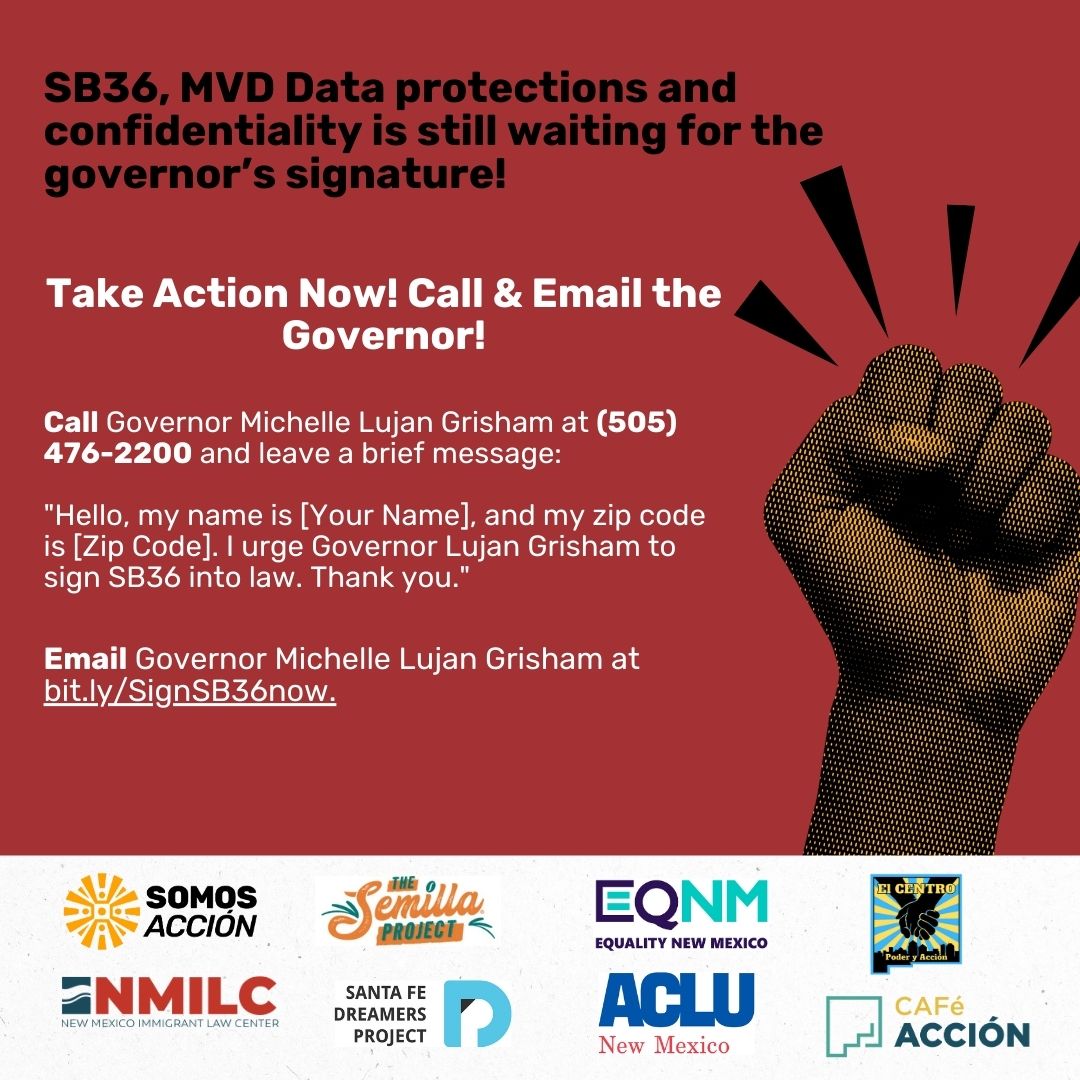 ✅ One step closer! NM’s legislature passed SB36 to protect our communities. Now we need the governor’s signature. 📜✍️
📢 Urge her to make these protections a reality: secure.everyaction.com/4xAkllWOlEaxTW…