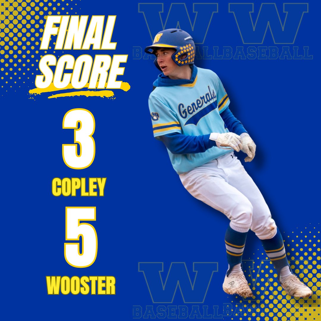 Woo_Baseball (@woo_baseball) on Twitter photo 🚨 VARSITY FINAL 🚨
Wooster 5, Copley 3! We pick up a nice road win behind a nice start by <a href="/BrianLapp26/">Brian Lapp</a> (3IP, 5K) & <a href="/Sam__Nielsen18/">Sam Nielsen</a> slams the door (2IP, 5K)!
Offense led by:
<a href="/hmeese2025/">Hayden Meese</a> 1H, 1RBI
@AidanMcMillan81 1H, 1R, 1RBI
#RollGennys
#GoWoo | <a href="/alwaysageneral/">Wooster HS Athletics</a> 🚨 VARSITY FINAL 🚨
Wooster 5, Copley 3! We pick up a nice road win behind a nice start by <a href="/BrianLapp26/">Brian Lapp</a> (3IP, 5K) & <a href="/Sam__Nielsen18/">Sam Nielsen</a> slams the door (2IP, 5K)!
Offense led by:
<a href="/hmeese2025/">Hayden Meese</a> 1H, 1RBI
@AidanMcMillan81 1H, 1R, 1RBI
#RollGennys
#GoWoo | <a href="/alwaysageneral/">Wooster HS Athletics</a>