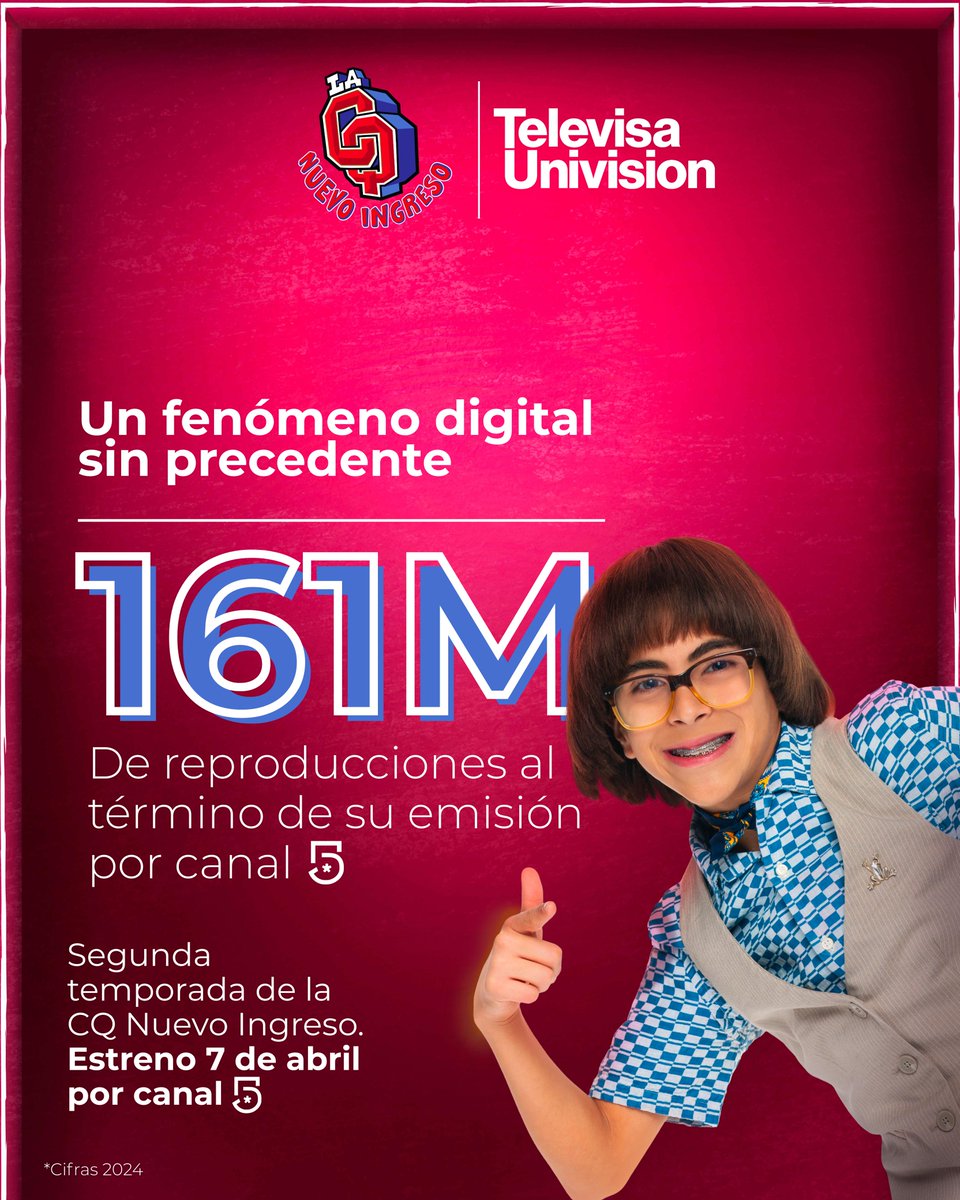 🚸 Más de 160 millones de reproducciones avalan a #LaCQNuevoIngreso como uno de los programas favoritos de #TelevisaUnivision. ¡Y ya viene la segunda temporada, no te la pierdas! 🎒 #TUPrensa