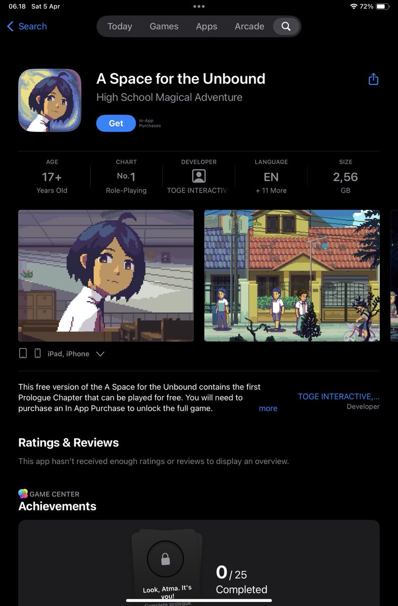 A Space for the Unbound sudah bisa dimainkan di iOS, di iPhone maupun di iPad! ❤️

GRATIS dan Playable sampe chapter prolog nya, jadi bisa dijaga dulu cocok apa nggak dari awal. Gas!