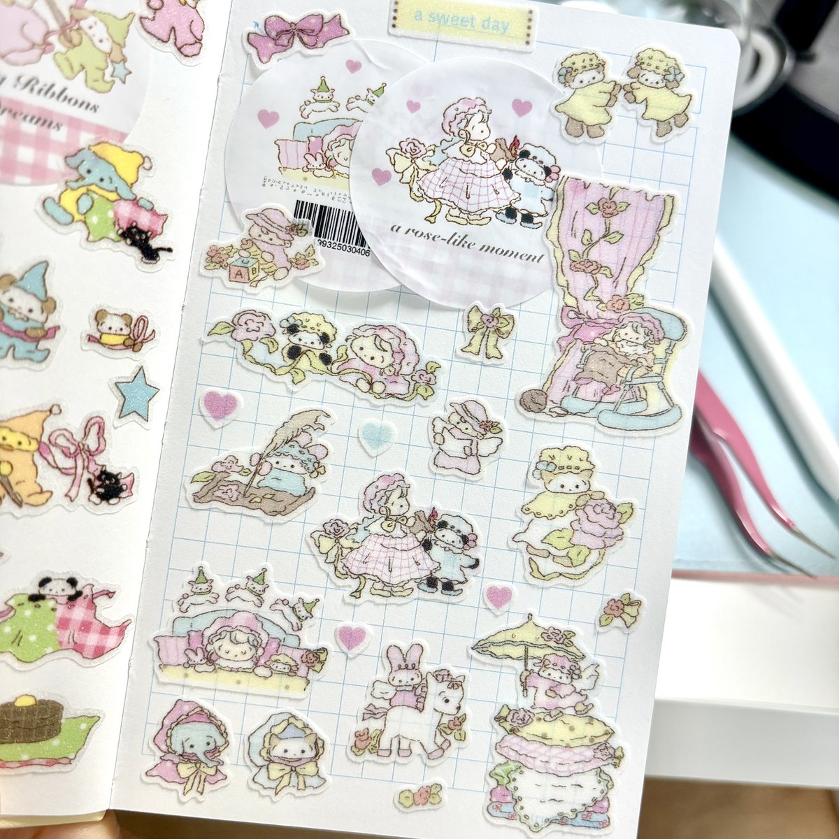 dal_o_land's tweet photo. Sweet ribbons and tiny friends that carry gentle moments.
These are my original sticker designs, made with heart.
I hope they bring joy to your journal pages too!

 #stationery, #stationerylove, #journal, #journaling, #planner, #bulletjournal https://t.co/mWaSXDoamc