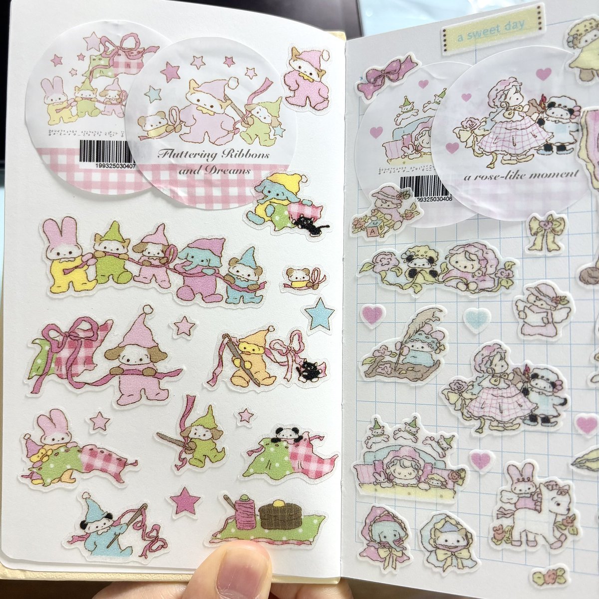 dal_o_land's tweet photo. Sweet ribbons and tiny friends that carry gentle moments.
These are my original sticker designs, made with heart.
I hope they bring joy to your journal pages too!

 #stationery, #stationerylove, #journal, #journaling, #planner, #bulletjournal https://t.co/mWaSXDoamc