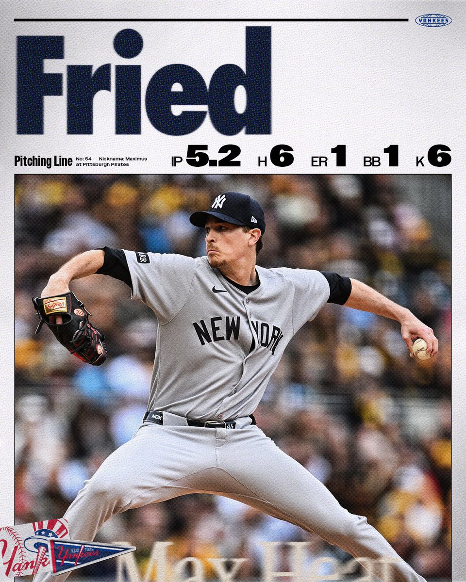 Yankees's tweet image. First win of the season for Fried 👏 

@MaxFried32 ⛽️