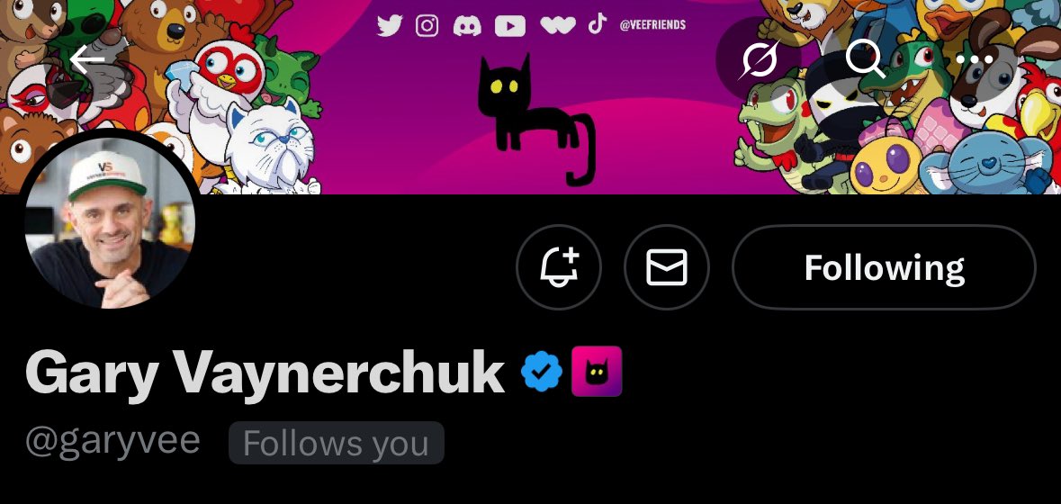 TheSolSaverX's tweet photo. The KING of NFTs followed me 💪

I feel honored 🖤

Thank you, @garyvee https://t.co/incFw4KKVG