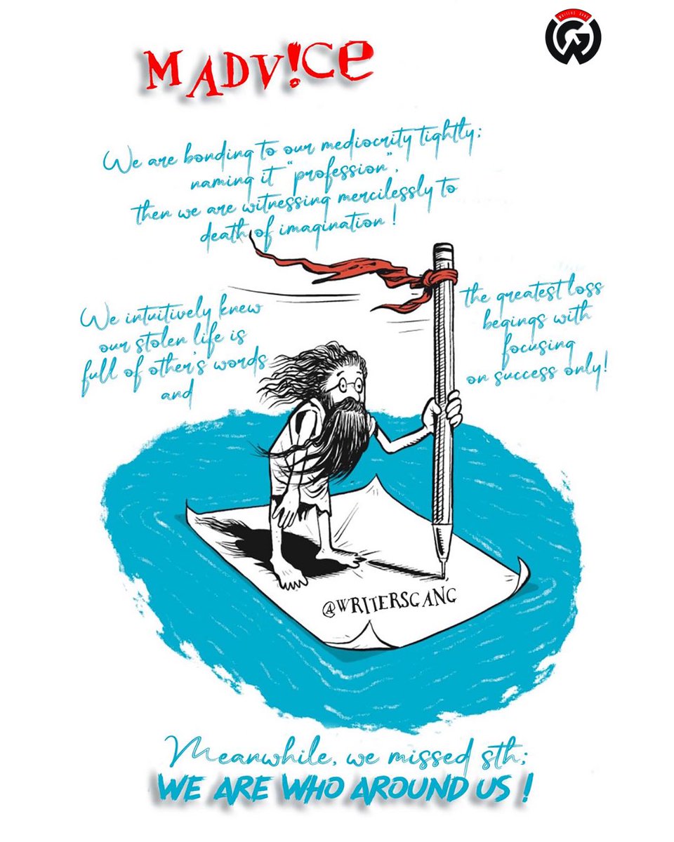 MADVICE 
New motivational and inspirational cards are being prepared for your writer’s block. Stay tuned !
🌁
We are who arounds us!
📝
#writing #WritingCommunity #writersgang #writersdesk