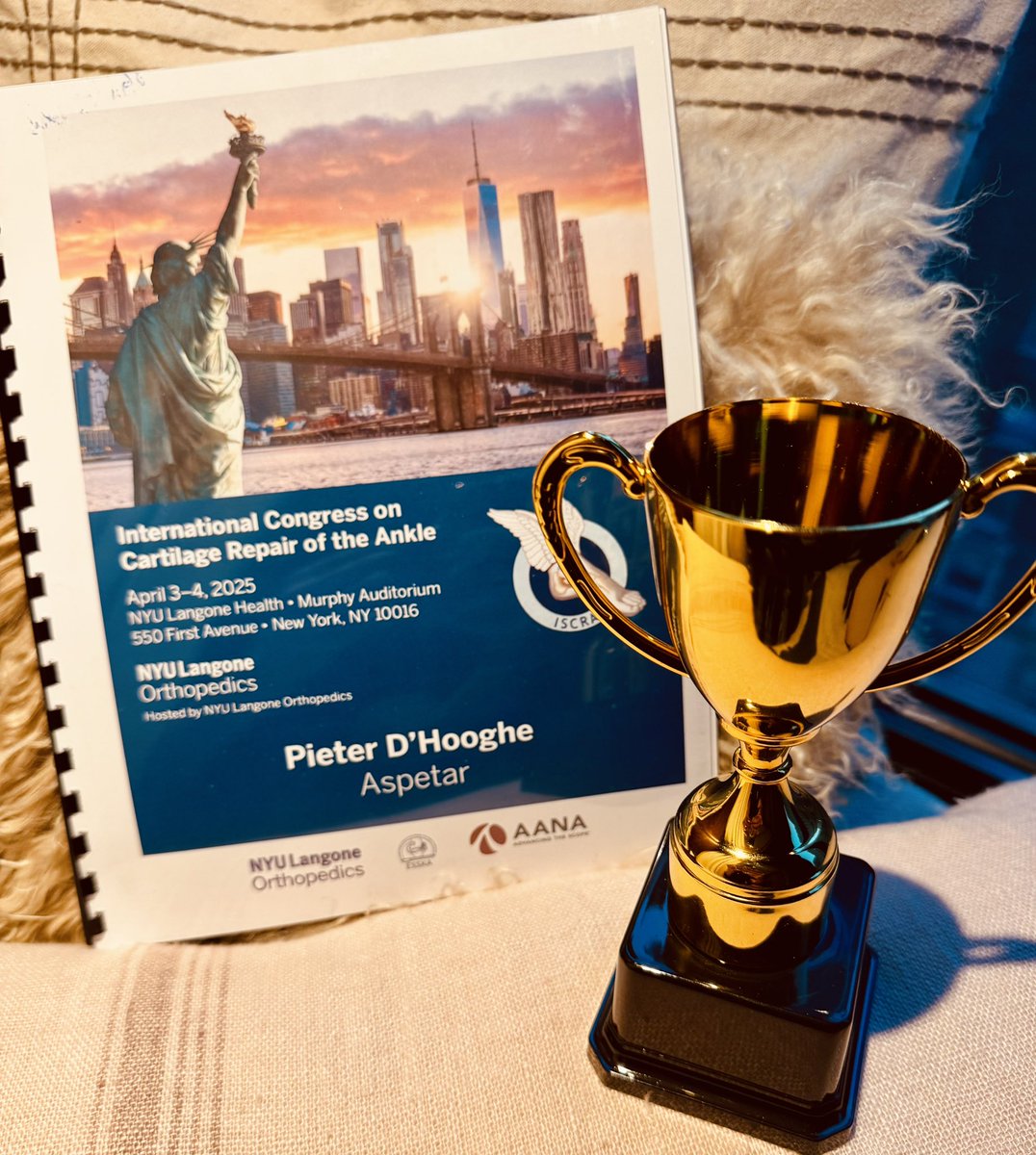 PdHooghe's tweet image. Well, I somehow must have convinced the smart folks at the NY ICCRA ankle cartilage repair consensus meeting in trusting me with the Congress Debate Award. Turns out, my debating skills were stronger than my ankle cartilage repairs! Humbled and thankful for the recognition.