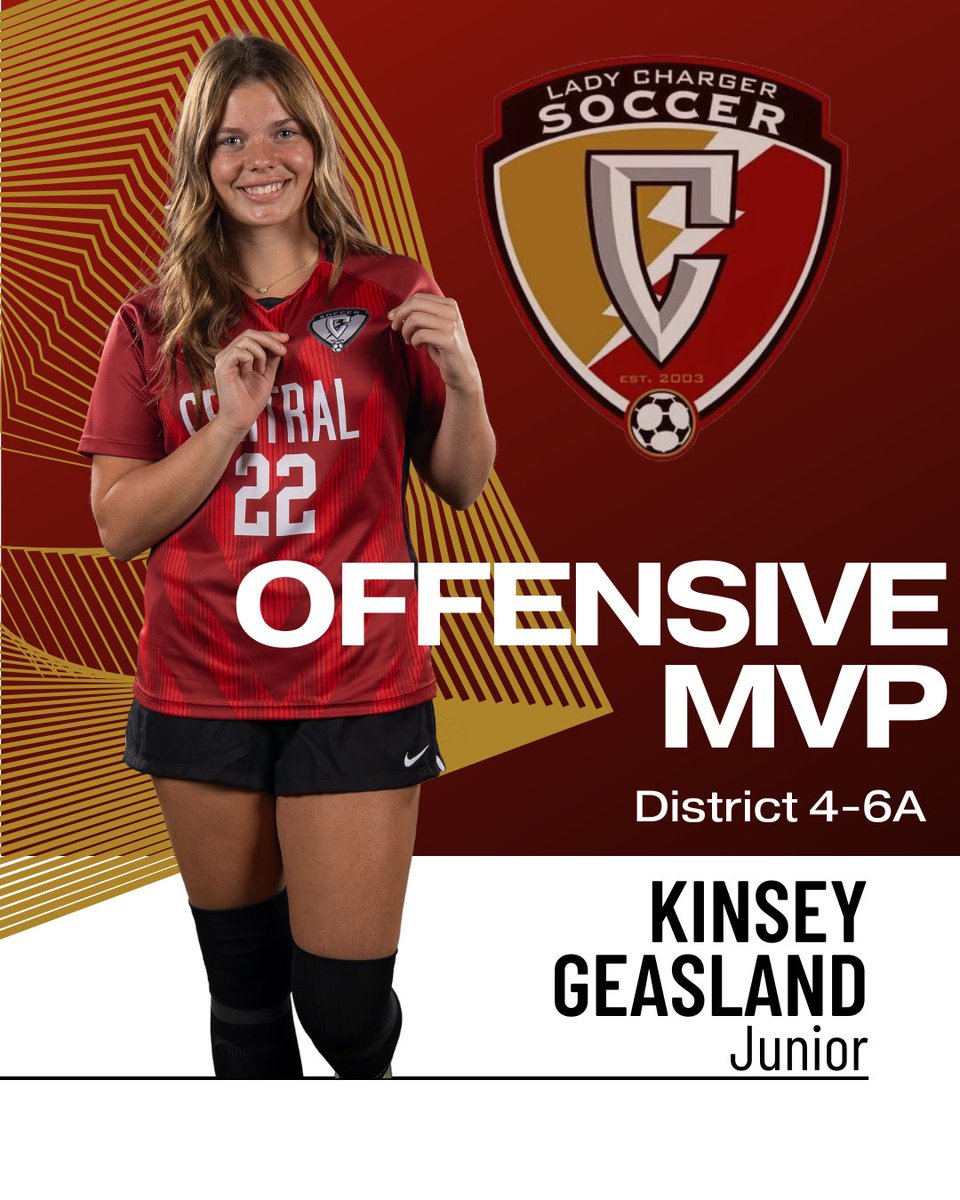 Lady Chargers Soccer (@chs_lcs) on Twitter photo ⚡️⚽️⚡️
District 4-6A Offensive MVP
Kinsey Geasland
<a href="/KellerCentralHS/">Keller Central HS</a> <a href="/Chargers_CHS/">⚡️Keller Central Athletics⚡️</a> <a href="/KISDAthletics/">Keller ISD Athletics</a>
#chargernation #boltsup #brokethewheel ⚡️⚽️⚡️
District 4-6A Offensive MVP
Kinsey Geasland
<a href="/KellerCentralHS/">Keller Central HS</a> <a href="/Chargers_CHS/">⚡️Keller Central Athletics⚡️</a> <a href="/KISDAthletics/">Keller ISD Athletics</a>
#chargernation #boltsup #brokethewheel