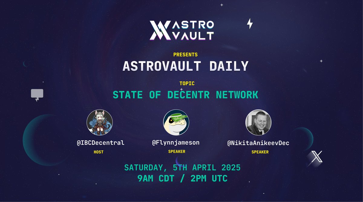 Astrovault (@axvdex) on Twitter photo 🚀Get ready for an insightful session!
Join us for Astrovault Daily as we explore the State of <a href="/DecentrNet/">Decentr Web3 Browser</a> with host <a href="/IBCDecentral/">IBCDecentral</a>, featuring speakers Flynn Jameson and Nikita Anikeev.
Tune in for an in-depth discussion on the future of consumer applications! 🚀Get ready for an insightful session!
Join us for Astrovault Daily as we explore the State of <a href="/DecentrNet/">Decentr Web3 Browser</a> with host <a href="/IBCDecentral/">IBCDecentral</a>, featuring speakers Flynn Jameson and Nikita Anikeev.
Tune in for an in-depth discussion on the future of consumer applications!