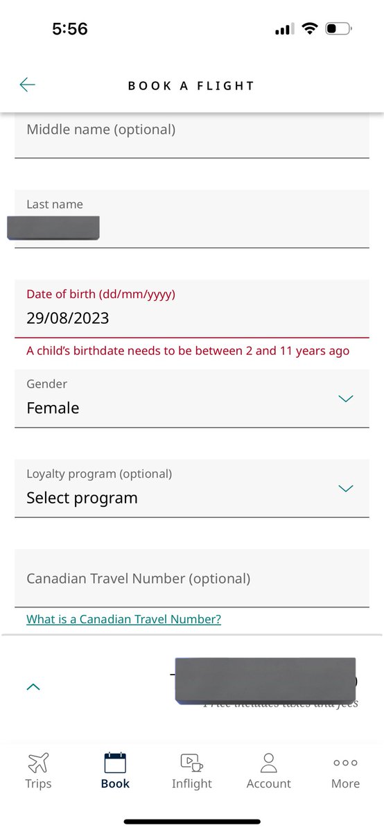 YYCNachos's tweet photo. @WestJet why cant I pay for a seat for a kid under 2 through your website? I’m trying to give you money. Please take it. https://t.co/ze87C530A4