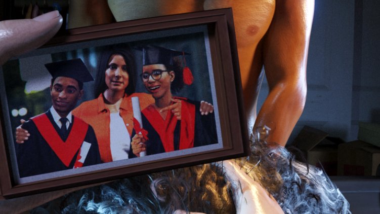 I did a quick edit of this picture from the game, not the best but I think it works when reading it in a panel. (I'm sorry Phin's brother :'(