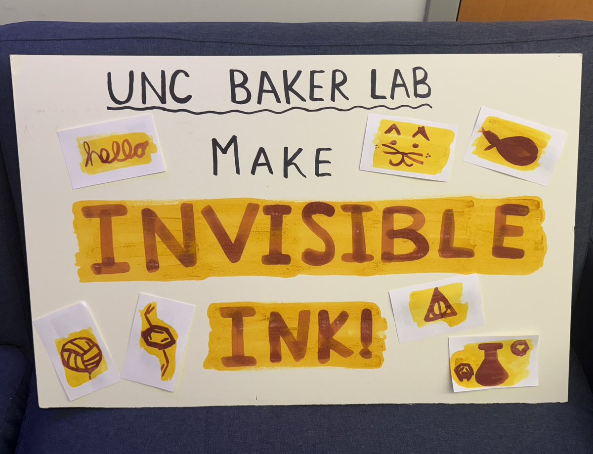BakerLabMS's tweet photo. If you’re in the Triangle Area, please come and see us tomorrow at the 2025 #UNCScienceExpo 🧪👩🏼‍🔬 The Baker Lab will be showing off how fun pH changes can be with an invisible ink demonstration!!! We hope to see you there! 🤓 https://t.co/iKhh9CVx7X