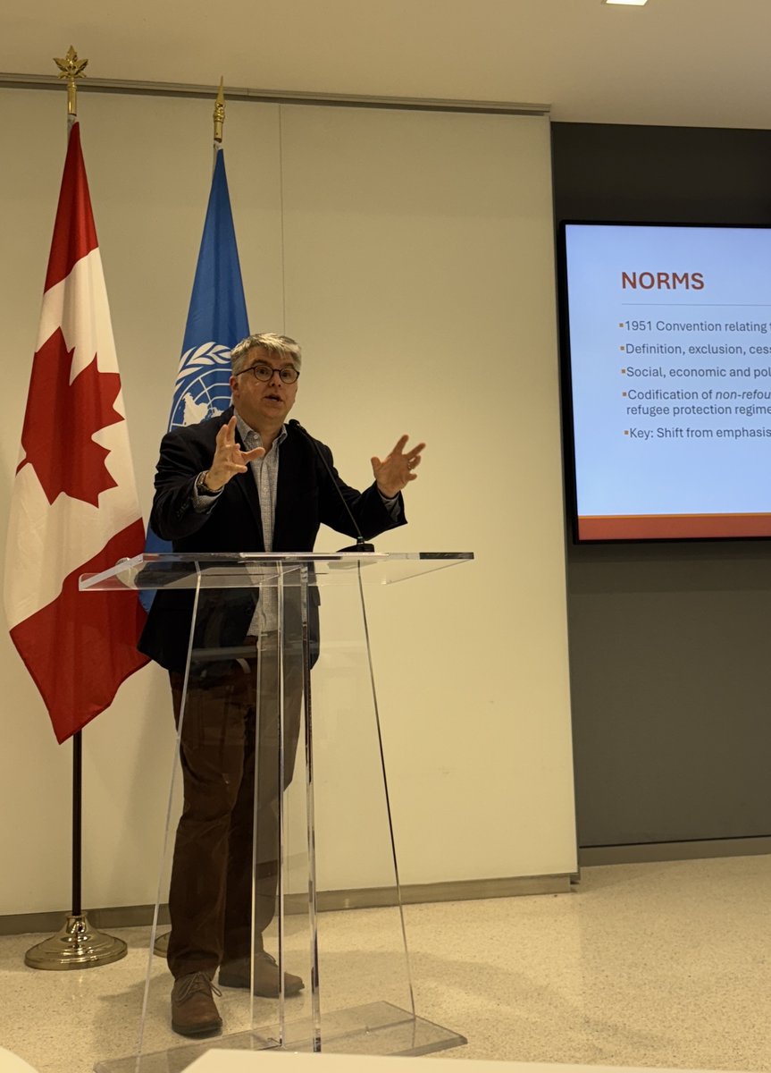 Lerrning's tweet image. Earlier this week, @RefugeesSeat's @RezGardi @Lerrning's James Milner delivered a technical briefing on the global refugee regime at @CanadaUN in New York. Read more details and see the presentation here: carleton.ca/lerrn/2025/bri…