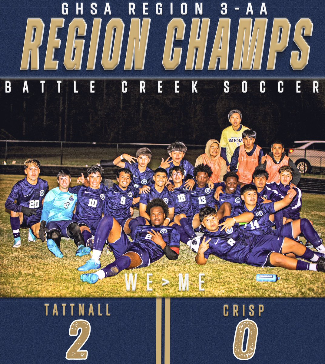 ‼️REGION CHAMPS‼️ 

Warriors go to Crisp and secure the region with a big win! Thank you to all our fans! 
#WE>ME