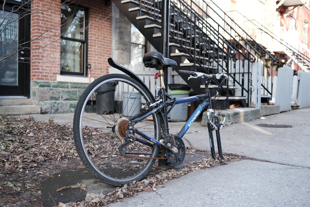 HousingAI's tweet photo. In a Montreal neighborhood, multiple bicycles stand bare, their parts stolen, leaving only rusted skeletons. This isn’t the usual city charm. #MontrealViews #ThisIsntNormal #Montreal
@Montreal
@MeetMontreal
@Monmontreal
@TourismeQuebec https://t.co/iFC4SIlF3p