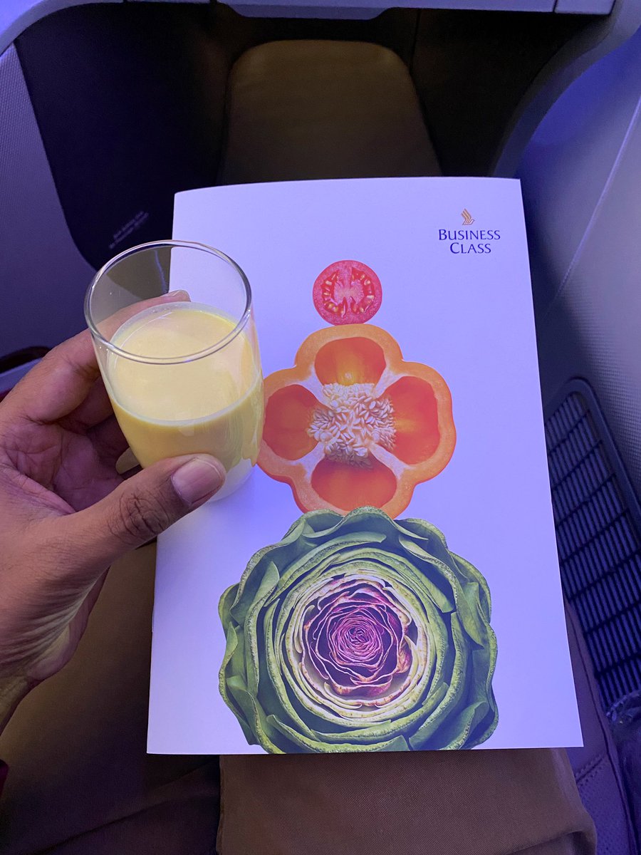 iSiddharthRaman's tweet image. Happiness is having Mango Lassi as a welcome drink onboard Singapore airlines.
Route: MAA-SIN