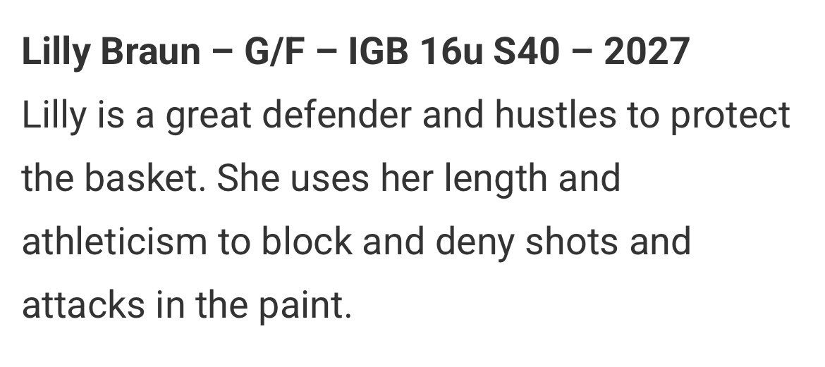Lilly Braun (@lillianbraun_) on Twitter photo Thank you <a href="/JrAllStarBB/">Jr. All-Star Girls Basketball</a> <a href="/JrAllStarIN/">Indiana Jr. All-Star GBB</a> for the write up! Appreciate it! Thank you <a href="/JrAllStarBB/">Jr. All-Star Girls Basketball</a> <a href="/JrAllStarIN/">Indiana Jr. All-Star GBB</a> for the write up! Appreciate it!