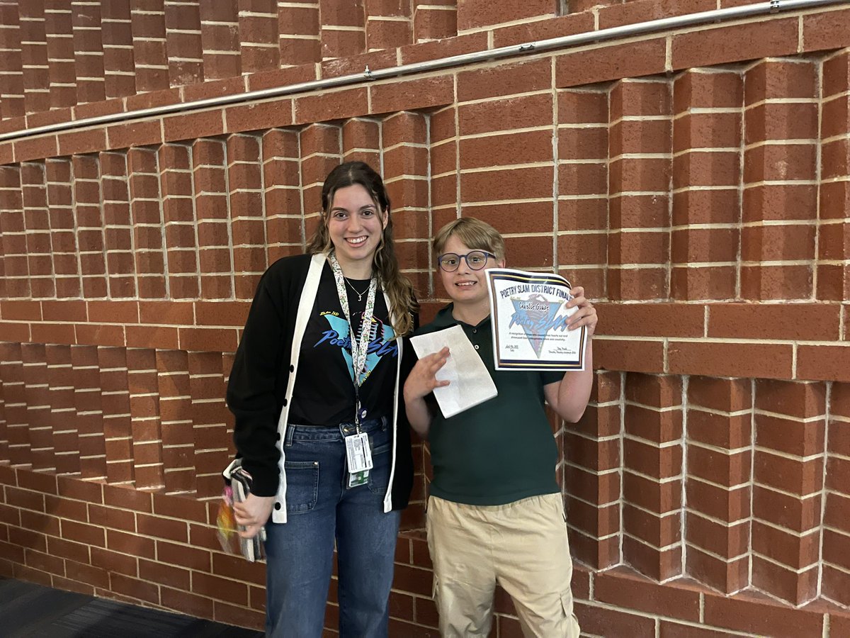Big Razorback congratulations to Charlie for making it to the Top 40 in the district and to Jeremiah for breaking into the Top 10 of the 2025 Poetry Slam!
We’re also sending a huge shoutout to their incredible coach, Ms. Porras. <a href="/ElementaryHogg/">Hogg New Tech</a> <a href="/AdamsonSchools/">Adamson Schools</a> @MRamirezDISD