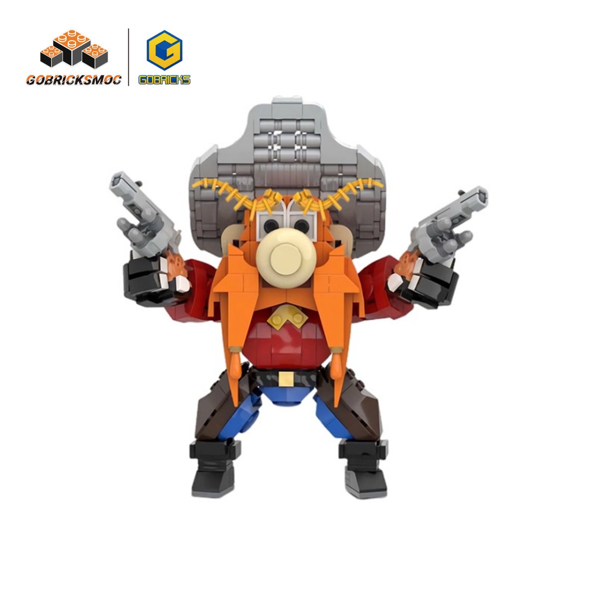 gobricksmoc's tweet photo. Hey, friends! Do you know him? YOSEMITE SAM from Looney Tunes! 🔥

With his classic cowboy attire, and that signature beard paired with his dual guns, YOSEMITE SAM is totally cool! 🤠🔫

#Gobricks #gobricksparts #gobricksmoc #bricks #moc #yosemitesam #looneytunes #cartoon #game https://t.co/SUXtbB7xh7