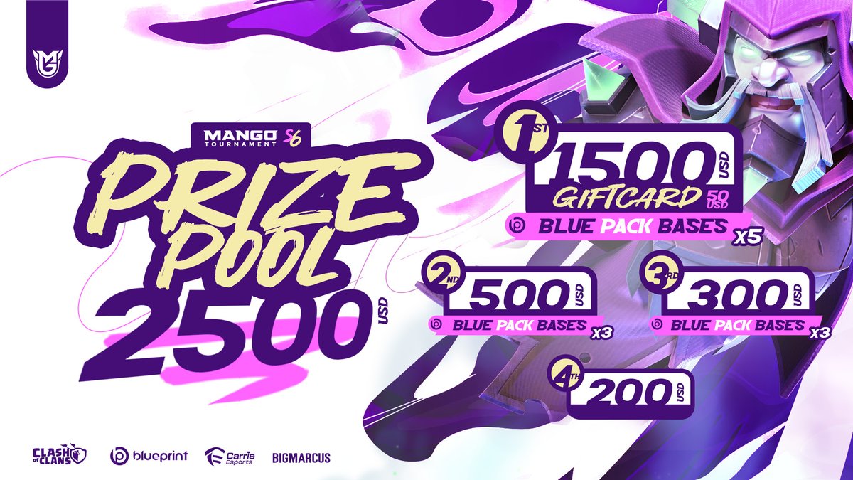 Mango Tournament VI 🥭

⚒️We are ready for this new season

📡It's time to get ready

Sponsors: 
🌺<a href="/CupUpCarrie/">Carrie名滿天下❤️</a> 
🔵<a href="/BlueprintCoC/">Blueprint CoC | Code BLUE</a> 
🕶️<a href="/bigmarcus_00/">Bigmarccus FCC AD-MIN</a> 
🥭<a href="/mangovsky/">Mangovsky</a> 

#CLASHESPORTS #MANGOTOURNAMENT